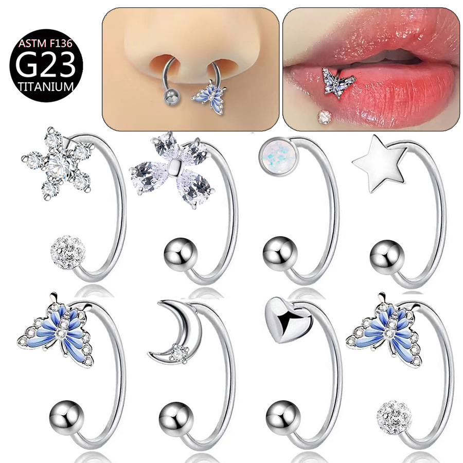 Body Jewelry Lip Ring - ASTM F136 Titanium Butterfly Lip Ring