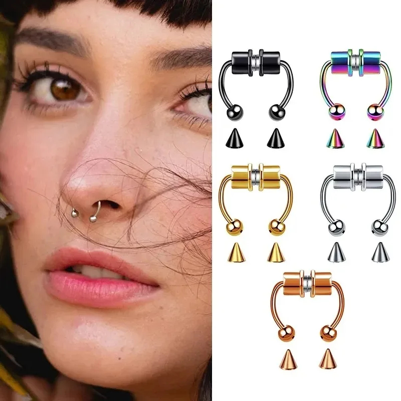 1/2/3Pcs Fake Magnetic Nose Ri - Body Jewelry Hoops ulasan dan harga