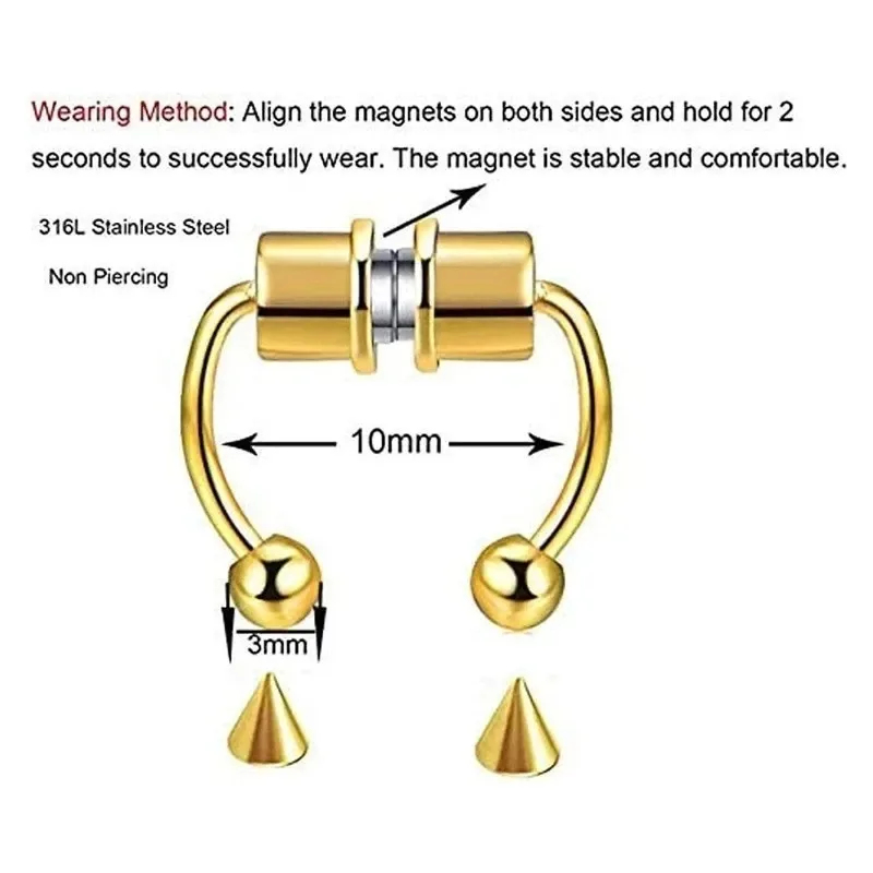 1/2/3Pcs Fake Magnetic Nose Ri - Body Jewelry Hoops ulasan dan harga