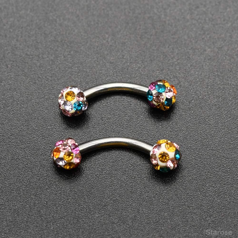 2Pcs 4mm Crystal Ball Curved B - Nipple Bar Curved ulasan dan harga