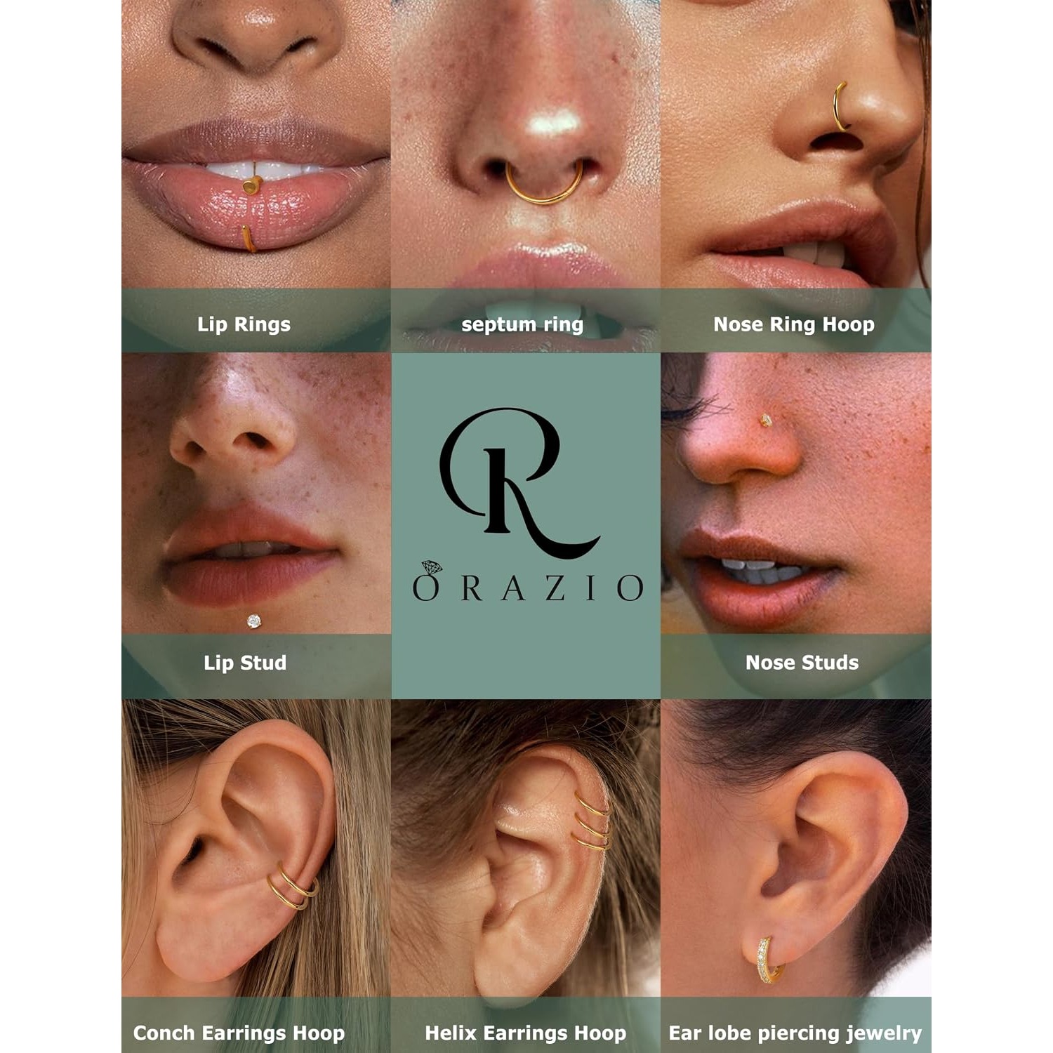 ORAZIO 12Pcs Nose Rings 14K Go - Body Jewelry And Piercing ulasan dan harga