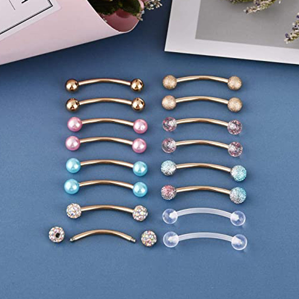 16G Stainless Steel Long Nippl - Nipple Bar Curved ulasan dan harga