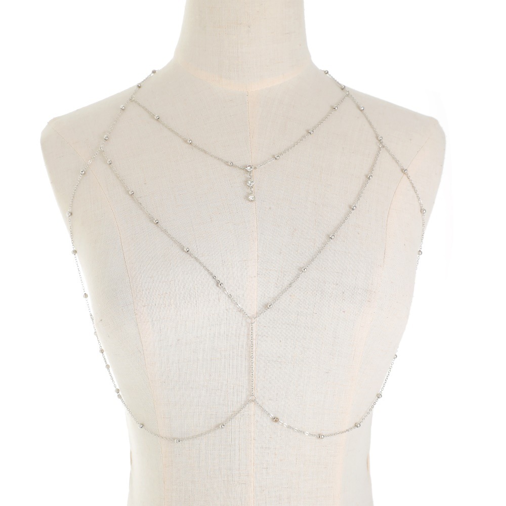 Sexy Crystal Chest Chain Harne - Body Jewelry Harness ulasan dan harga
