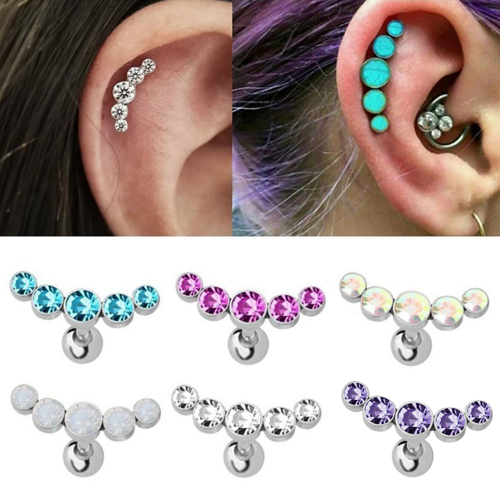 1Pcs Fashion 16G Crystal Gem O - Body Jewelry Ear Piercing ulasan dan harga