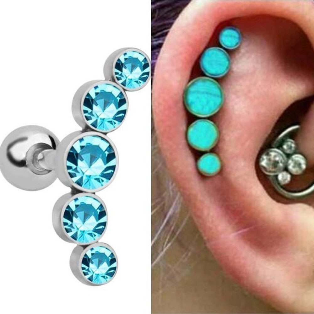 1Pcs Fashion 16G Crystal Gem O - Body Jewelry Ear Piercing ulasan dan harga