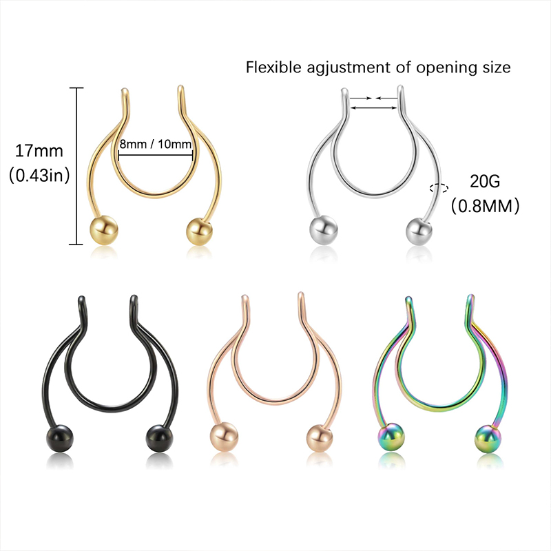 20G Fake Nose Rings Hoop Clip- - Body Jewelry Lip Ring ulasan dan harga