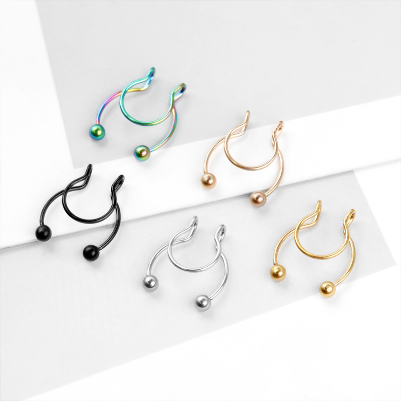 20G Fake Nose Rings Hoop Clip- - Body Jewelry Lip Ring ulasan dan harga