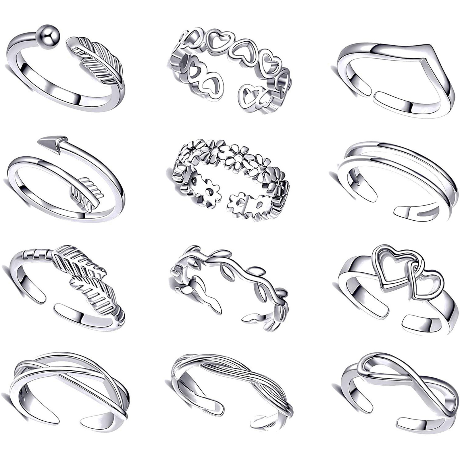 10/12Pcs Toe Rings for Women O - Body Jewelry Hoops ulasan dan harga