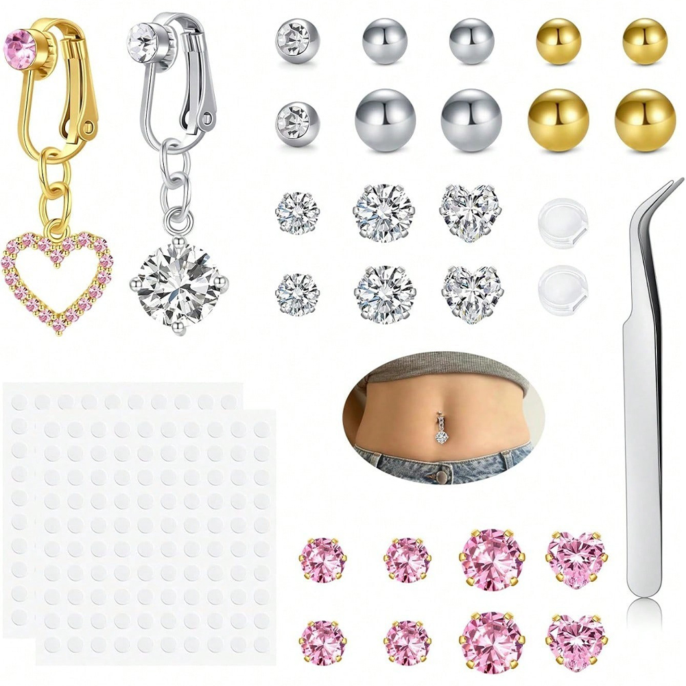 Gold Fake Belly Piercing Cubic - Body Jewelry And Piercing ulasan dan harga