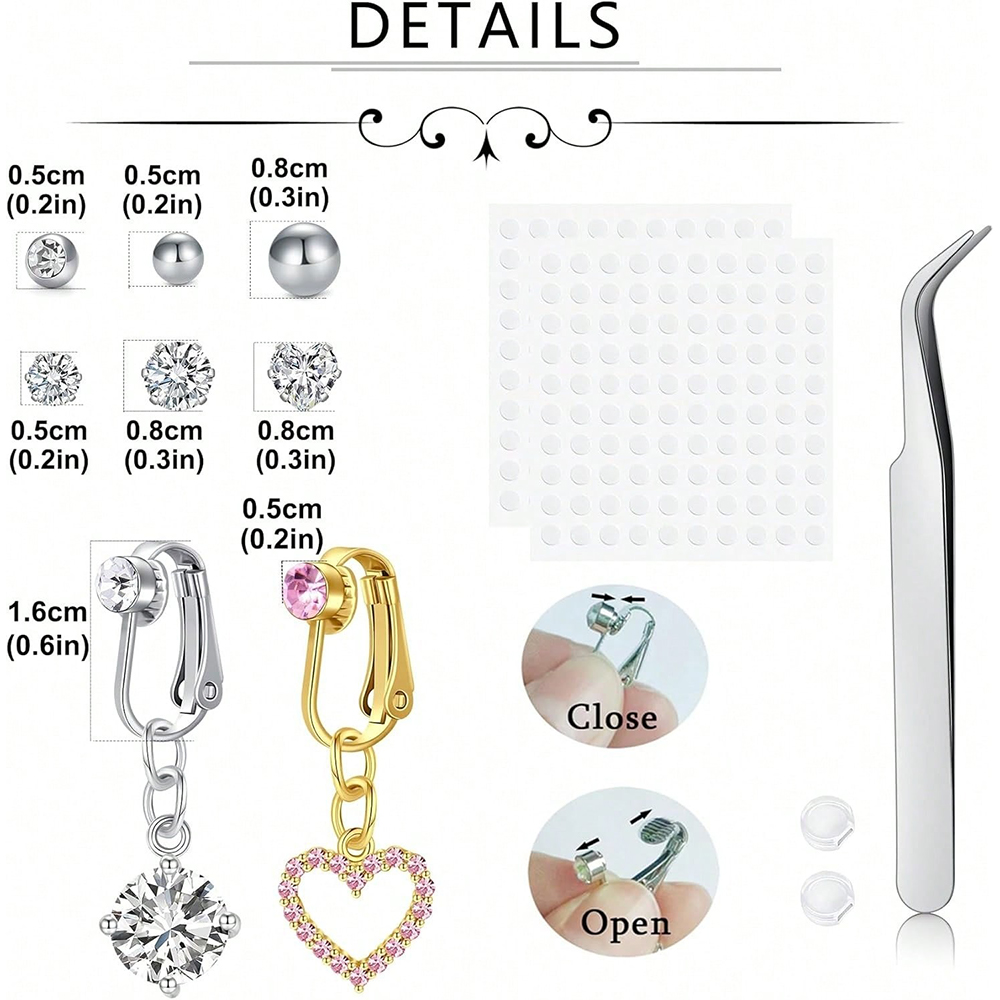 Gold Fake Belly Piercing Cubic - Body Jewelry And Piercing ulasan dan harga