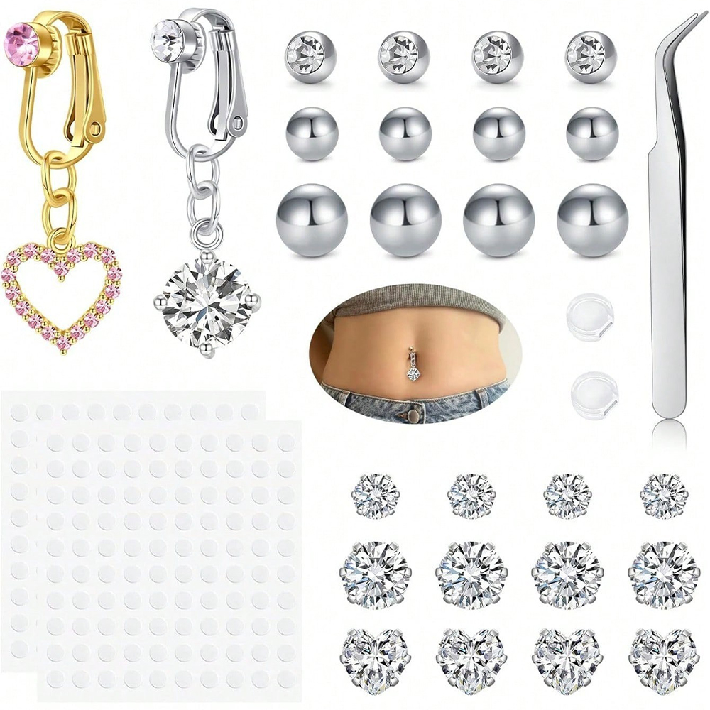 Gold Fake Belly Piercing Cubic - Body Jewelry And Piercing ulasan dan harga