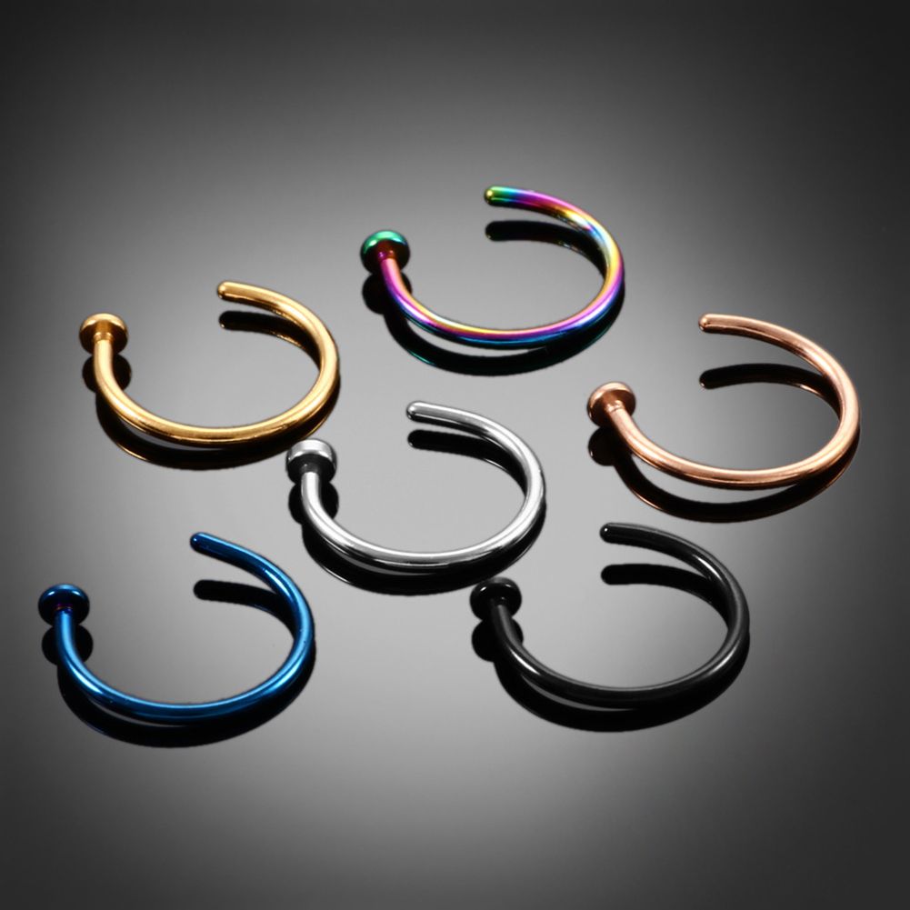 10 Pcs Thin Stainless Steel Fo - Body Jewelry Lip Ring ulasan dan harga