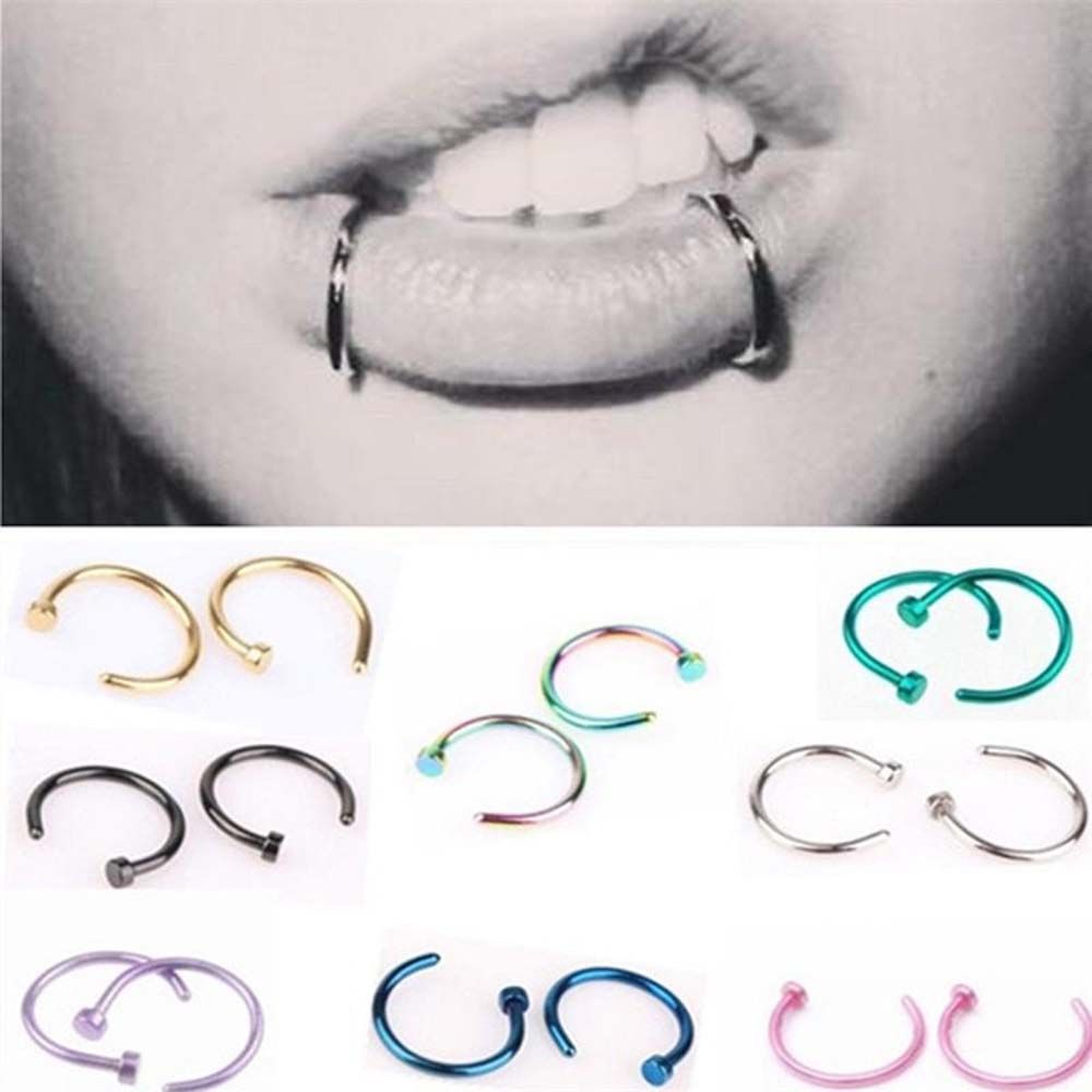10 Pcs Thin Stainless Steel Fo - Body Jewelry Lip Ring ulasan dan harga