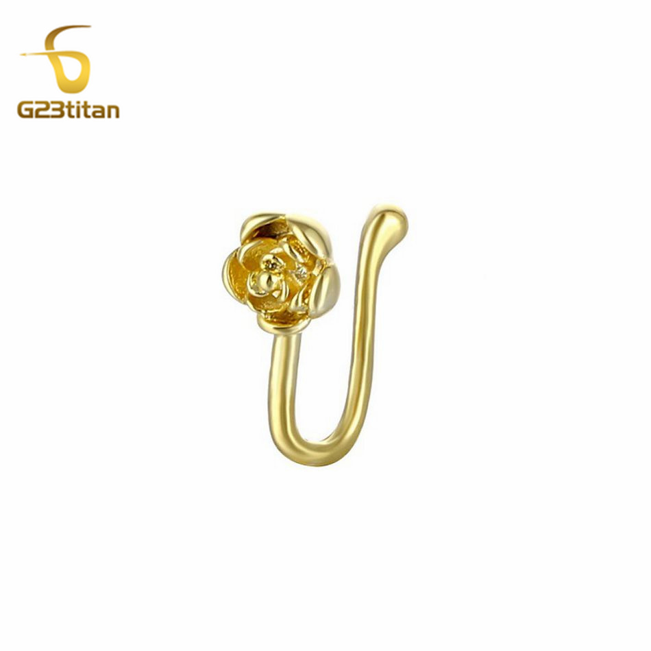 1pc Crystal Copper Rose Nose C - Body Jewelry Ear Piercing ulasan dan harga