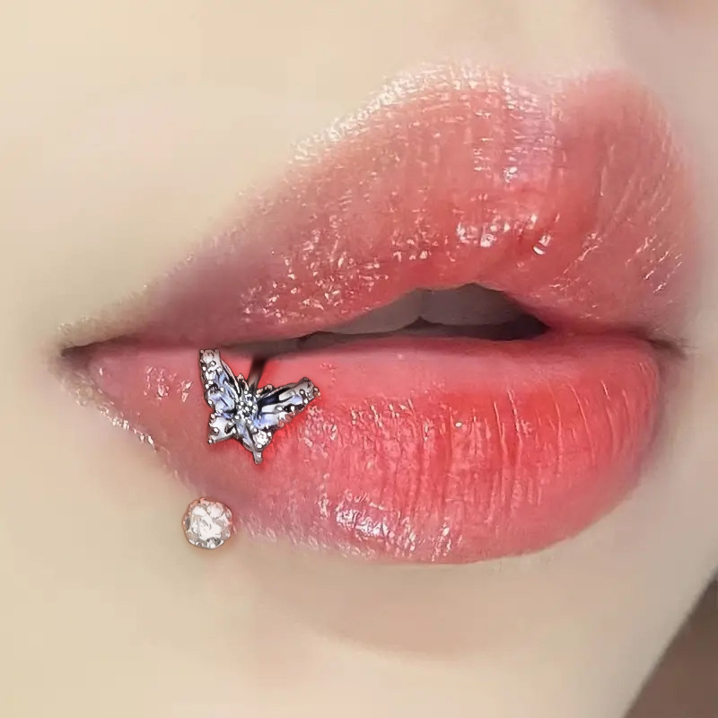 ASTM F136 Titanium Butterfly L - Body Jewelry Lip Ring ulasan dan harga