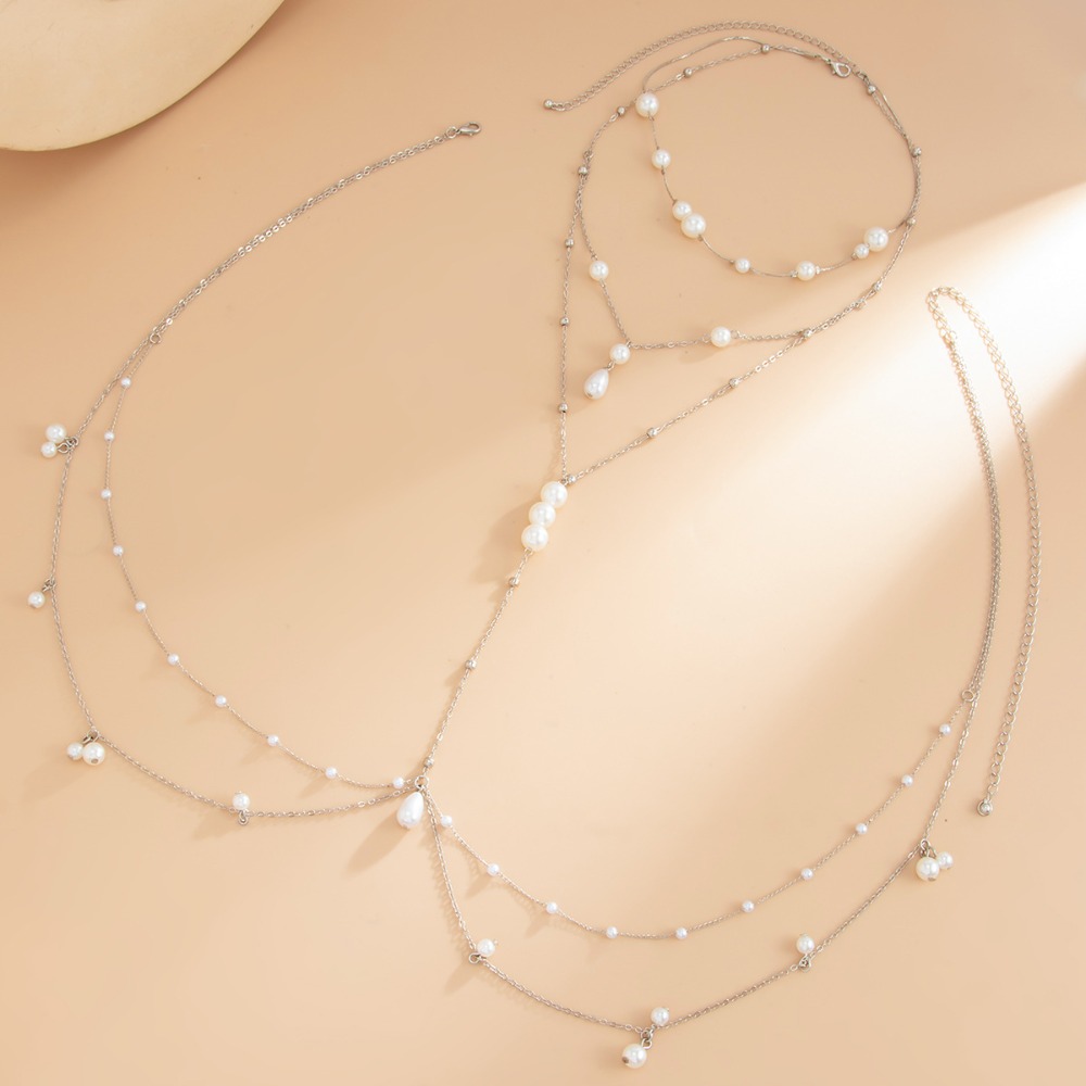 Multi Layer Imitation Pearl Ne - Body Jewelry Harness ulasan dan harga